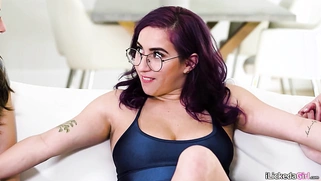 Big tits lesbian having 3some with bffs