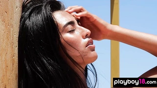 Latina teen poses nude under the hot sun