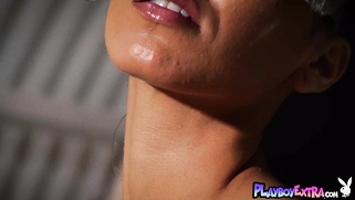 Futuristic latina teen reveals her pussy