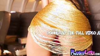 Latina MILF stripping on her private jet