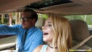 Blonde teen Riley Star tries to pass the driver exam