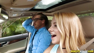 Blonde teen Riley Star tries to pass the driver exam