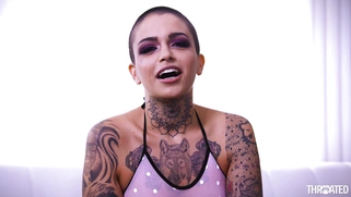 Leigh Raven shows off her split tongue and pierced tits