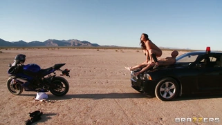 Destiny Dixon riding dick on the car in the desert