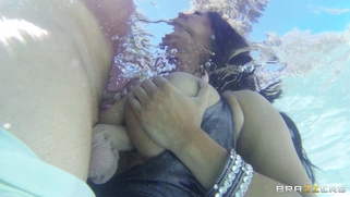 Kiara Mia gives him hot underwater sucking and tit fucking