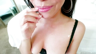 Latina teen Alina Lopez sucks big cock and licks balls in pov