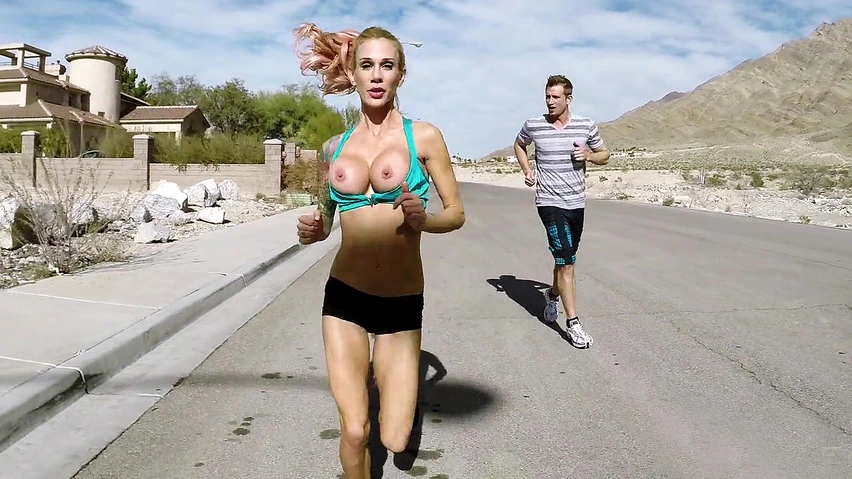 Busty Workout - Busty chick Sarah Jessie likes to exercise with her tits out