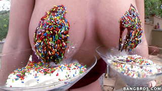 Alison Tyler Having Her Tits Covered In Whipped Cream And Chocolate