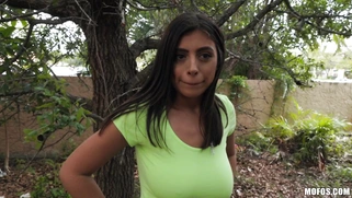 Ella Knox shows off her big natural boobs outdoors