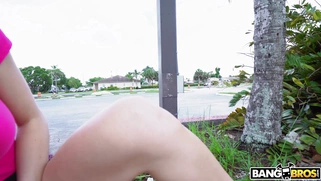 Lexi Luna in sexy high heels masturbating outdoors
