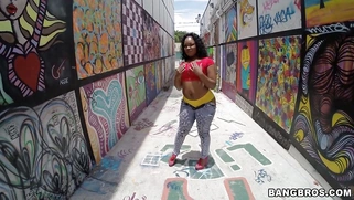 Diamond Monroe walking outdoor and shaking her enormous ass